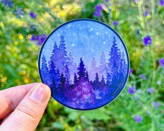 Purple Watercolor Forest Sticker