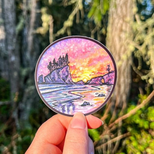 Second Beach Sunset Sticker