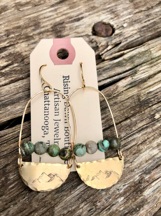 Brass Mountains & Turquoise Earrings