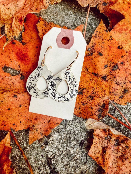 Stamped wildflower earrings