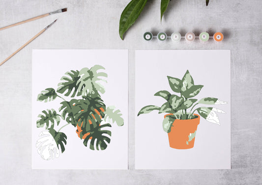 Tropical Plants Paint-By-Numbers Kit