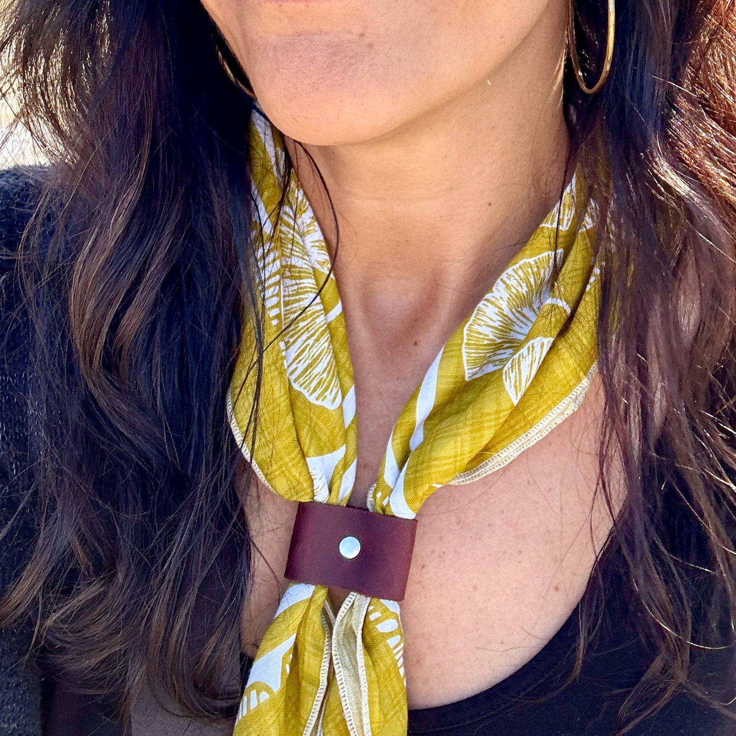 Leather Bandana Slide - Brass or Silver Rivet