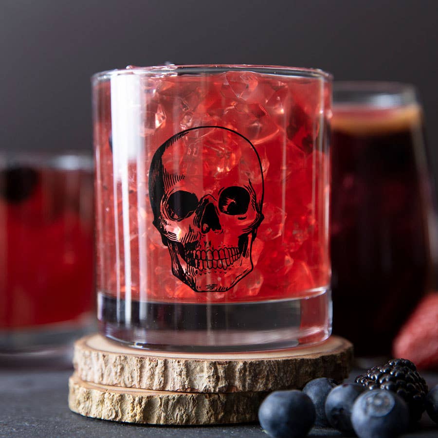 Skull Rocks Glass | Black Skull | Whiskey Glass