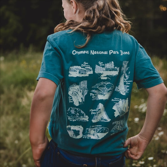 Olympic National Park Icons T-shirt in Teal