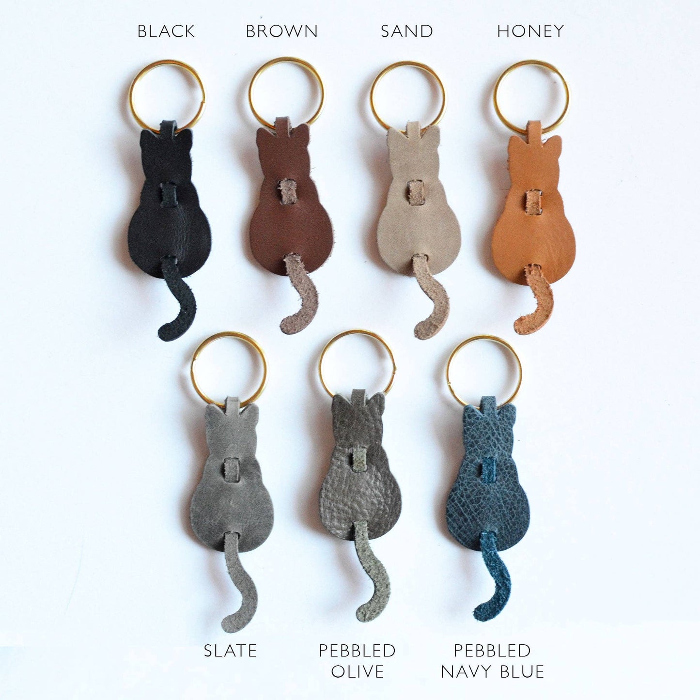 Cat Leather Keychain or Bag Charm