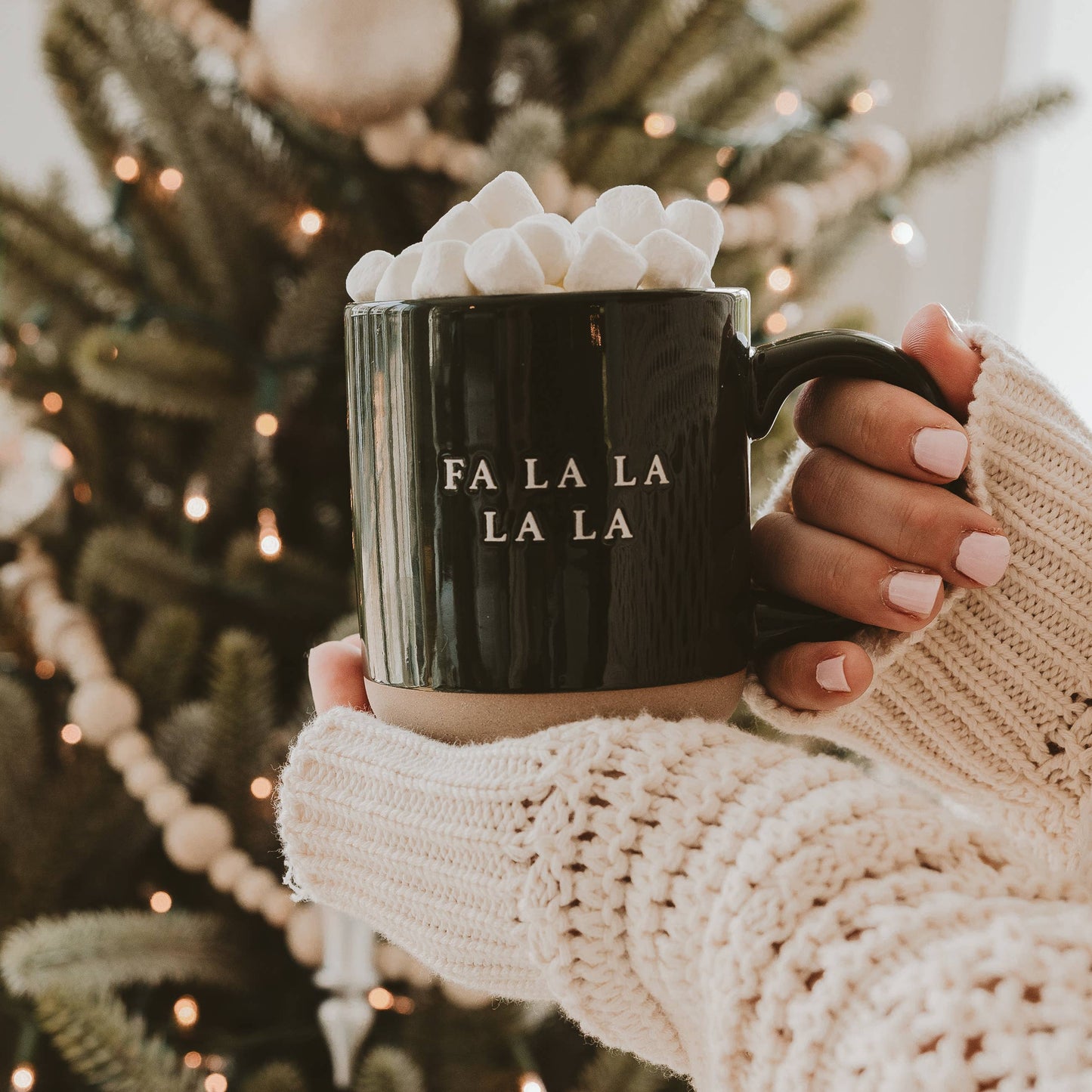 Fa La La Stoneware Coffee Mug - Christmas Decor & Gift