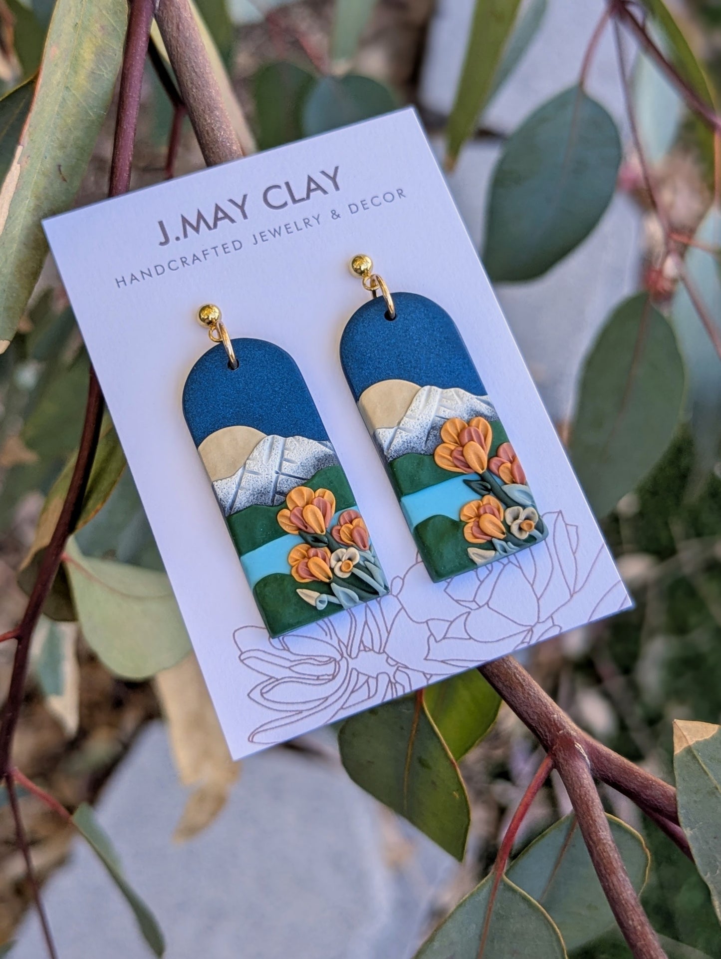 Navy Poppy Earrings