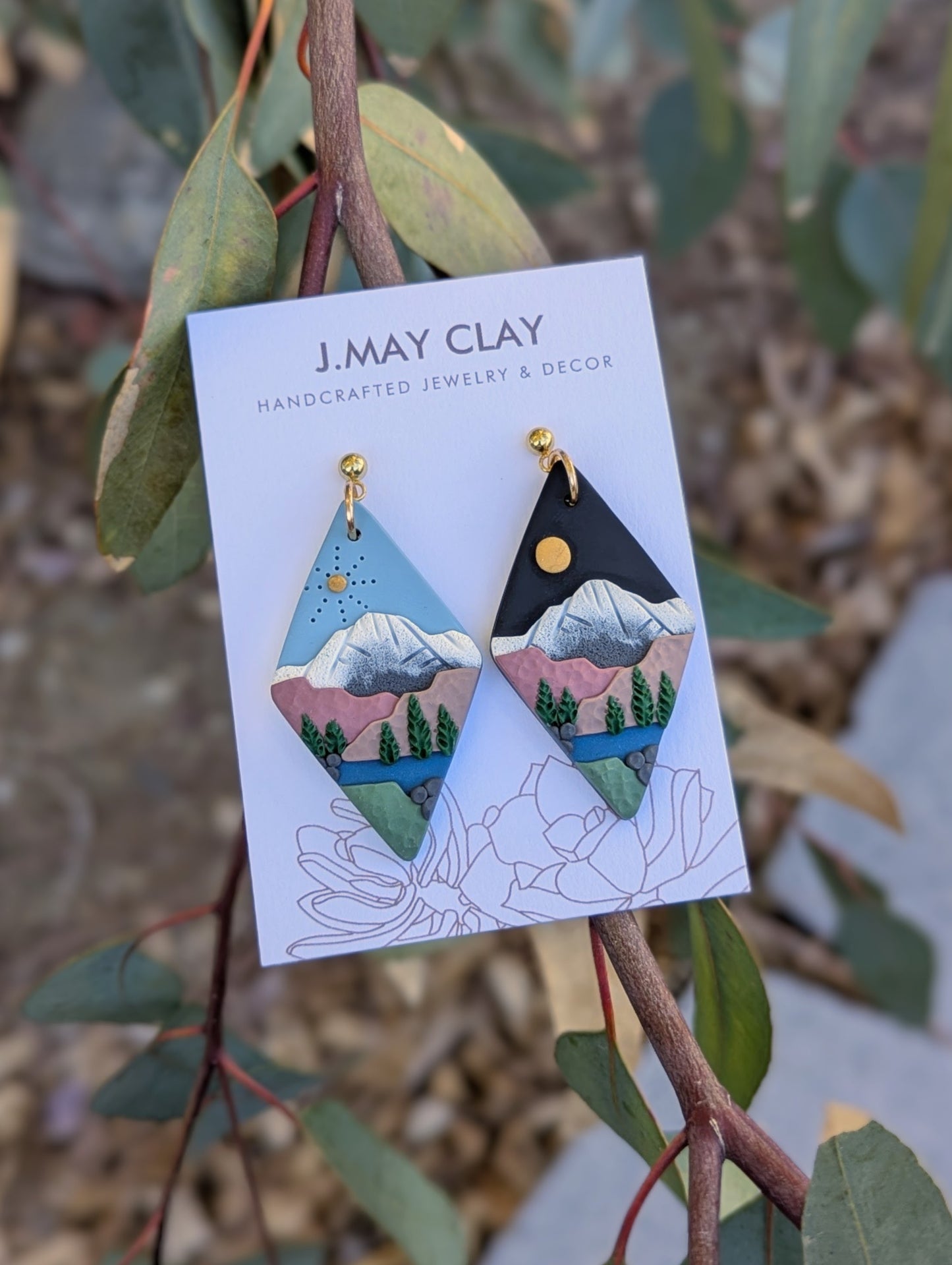 Night & Day Mountain Landscape Earrings