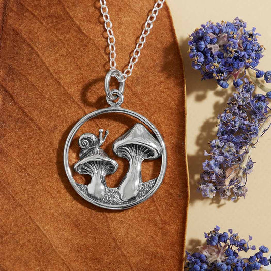 Mushroom and Snail Necklace