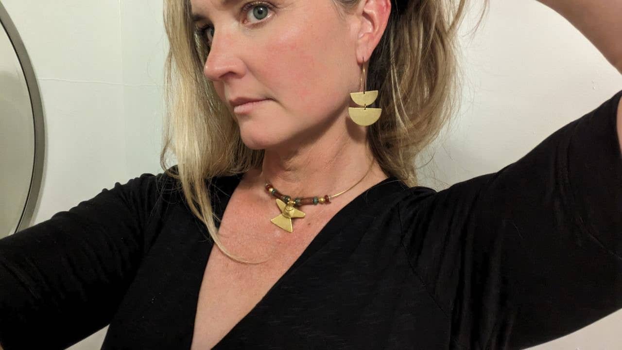 Double Half Moon Brass Earrings