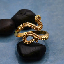Load image into Gallery viewer, Adjustable Octopus Tentacle Ring - Silver or Bronze
