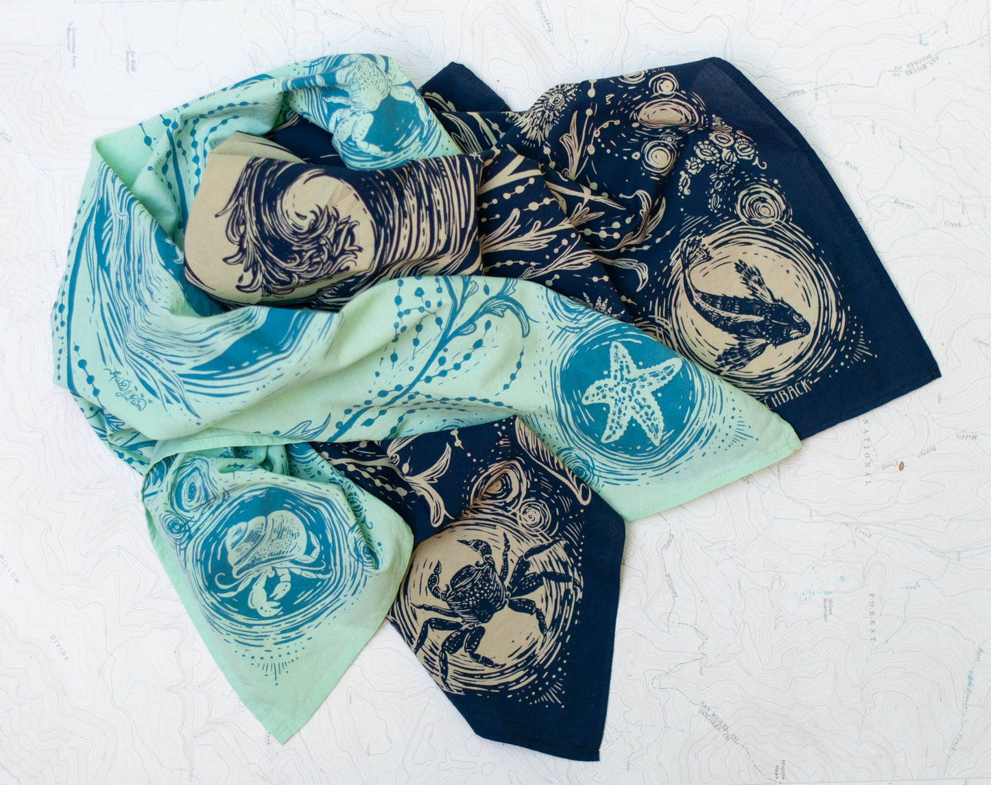 Tide Pool Cotton Bandana - Two Colors