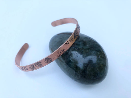 Handstamped Wildflowers Copper Cuff