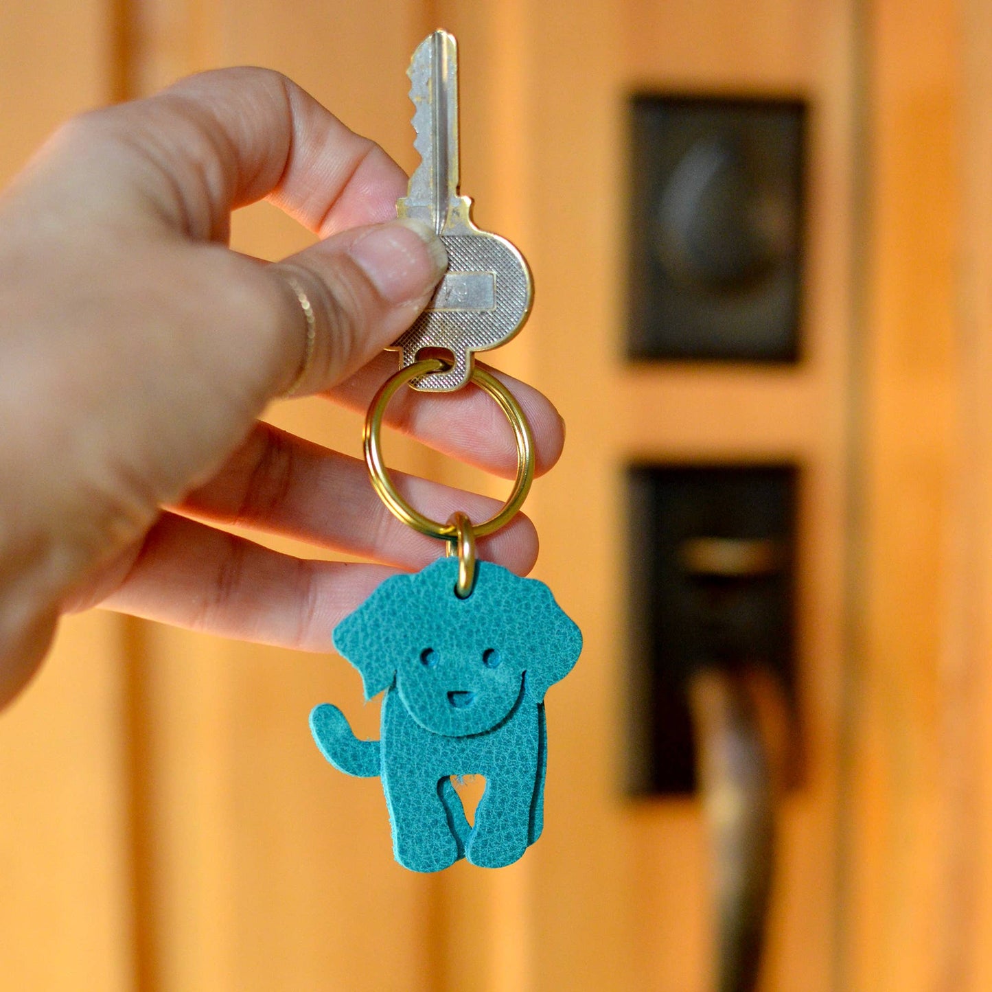 Doodle Dog Leather Key Ring