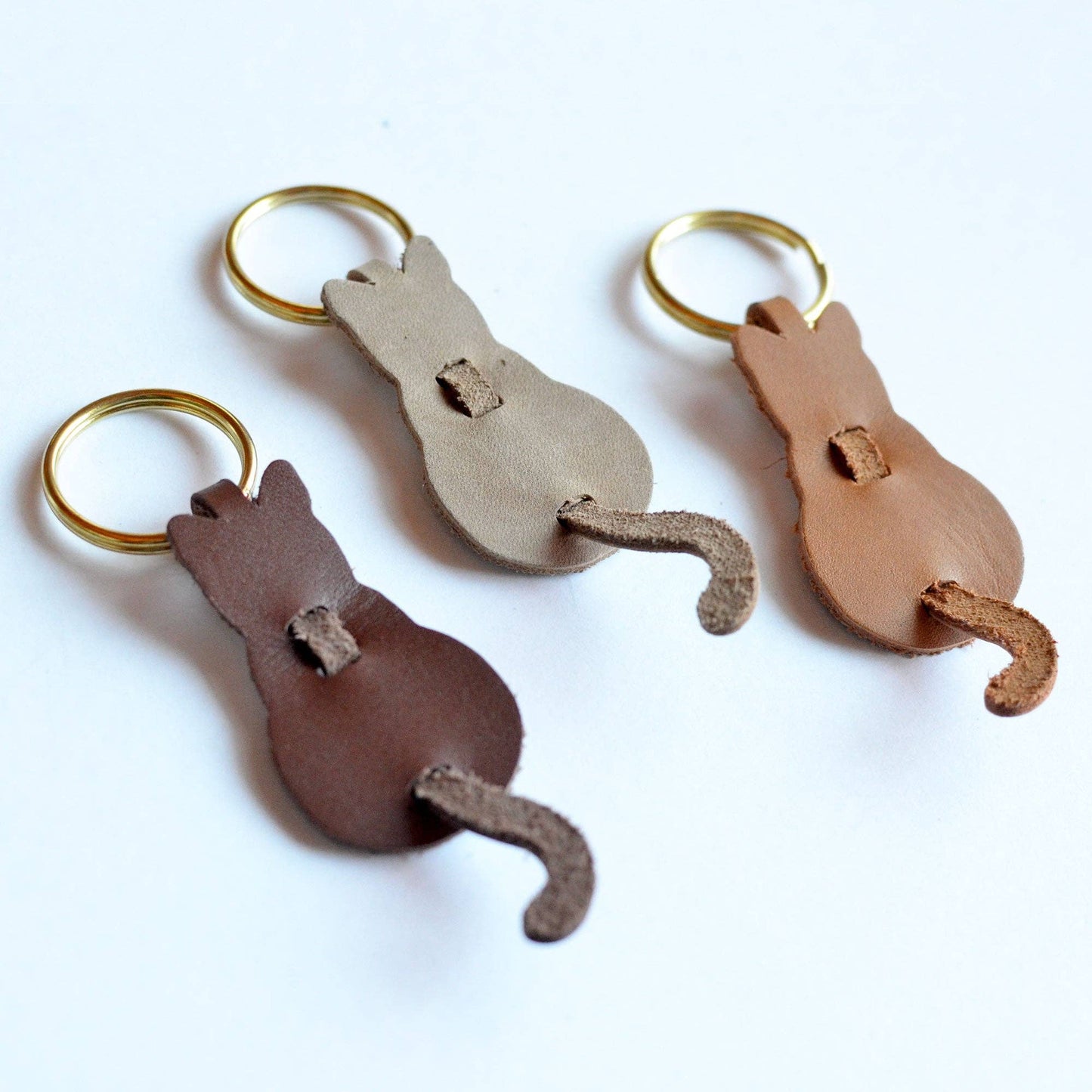 Cat Leather Keychain or Bag Charm