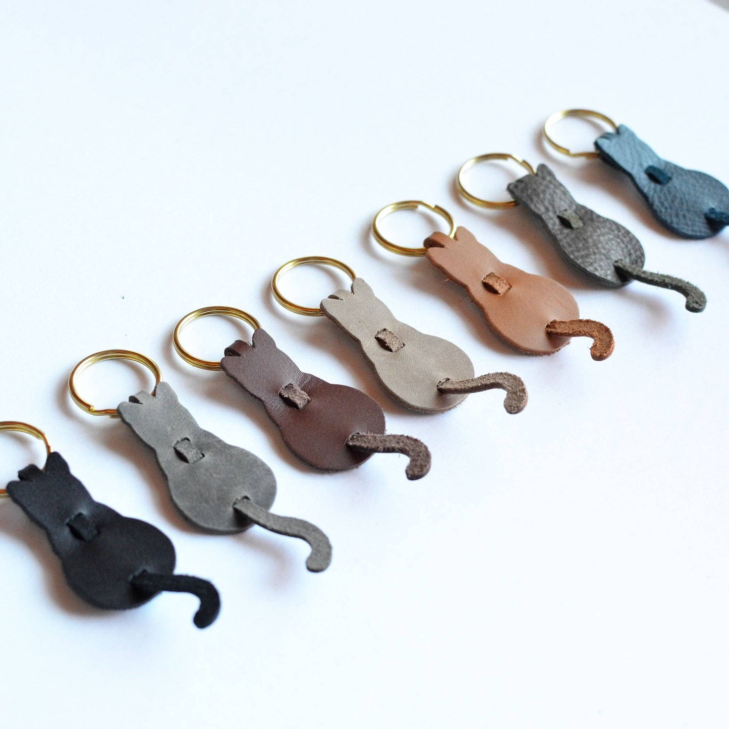 Cat Leather Keychain or Bag Charm