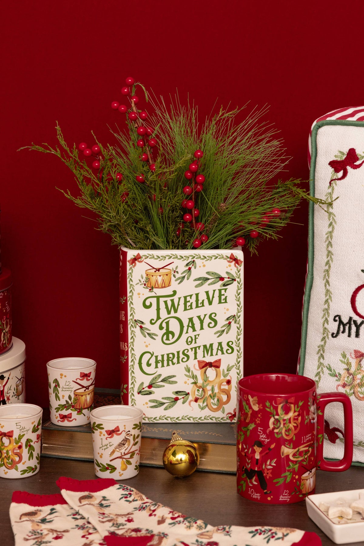 Large Book Vase, Twelve Days of Christmas