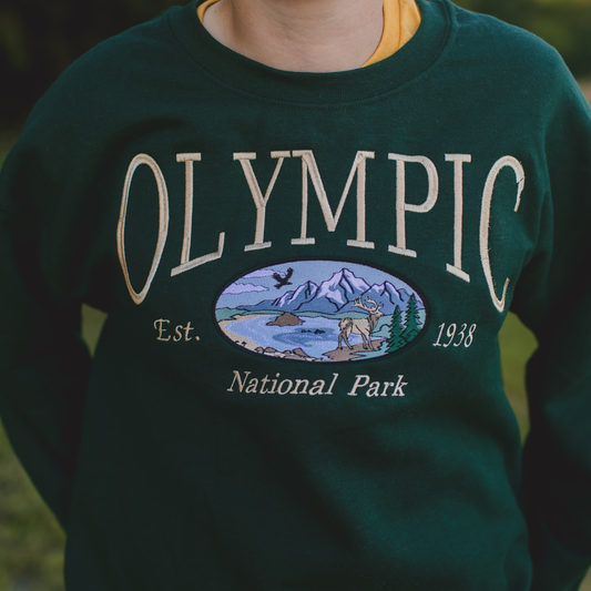 Deluxe Embroidered Olympic National Park Crewneck