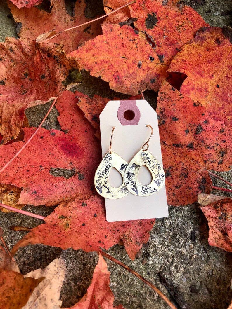 Stamped wildflower earrings