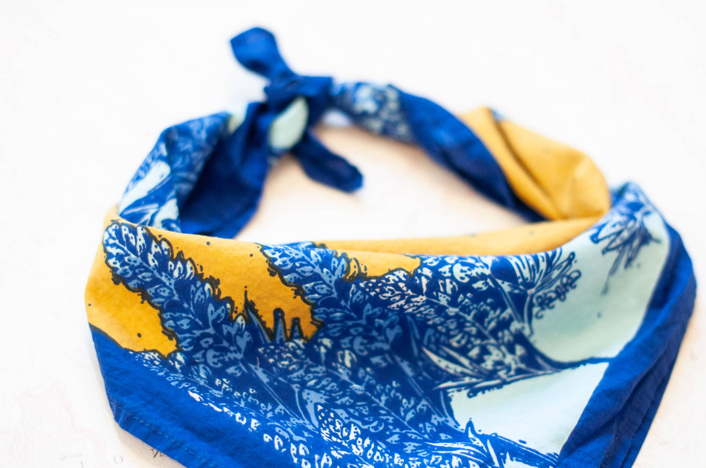 Alpine Lupine Fair Trade Cotton Bandana Blue and Yellow