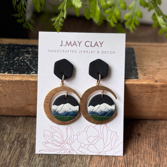 Crescent Moon Mountain Earrings