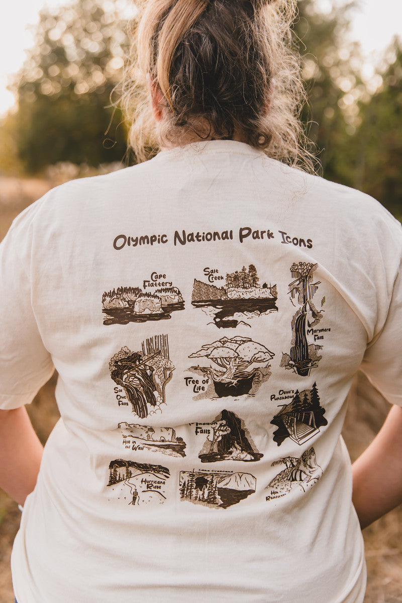 Olympic National Park Icons T-shirt Cream