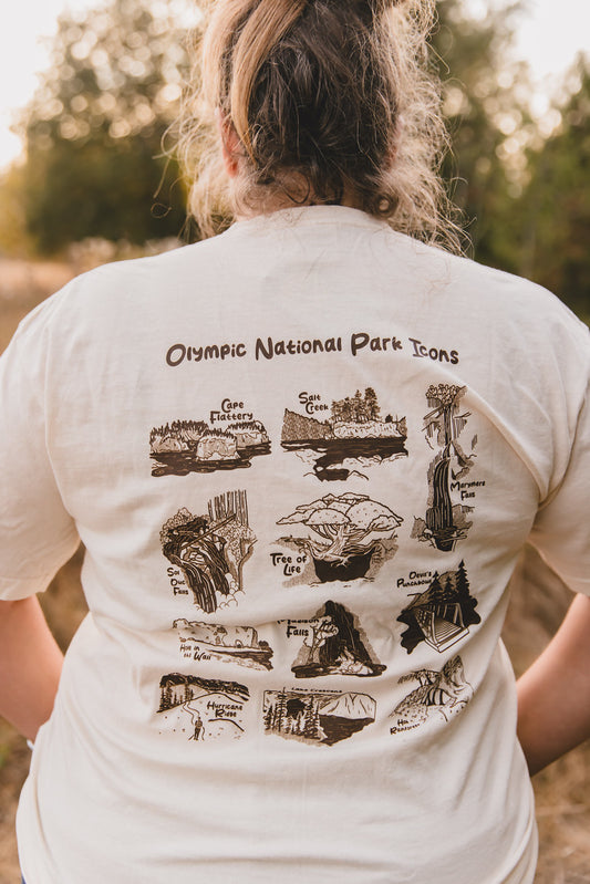 Olympic National Park Icons T-shirt Cream