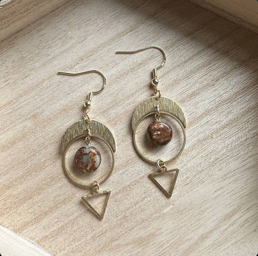 Imperial Jasper Triangle Hoop Earrings