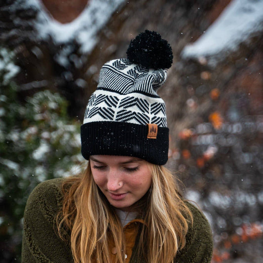 Geometric Pom Beanie