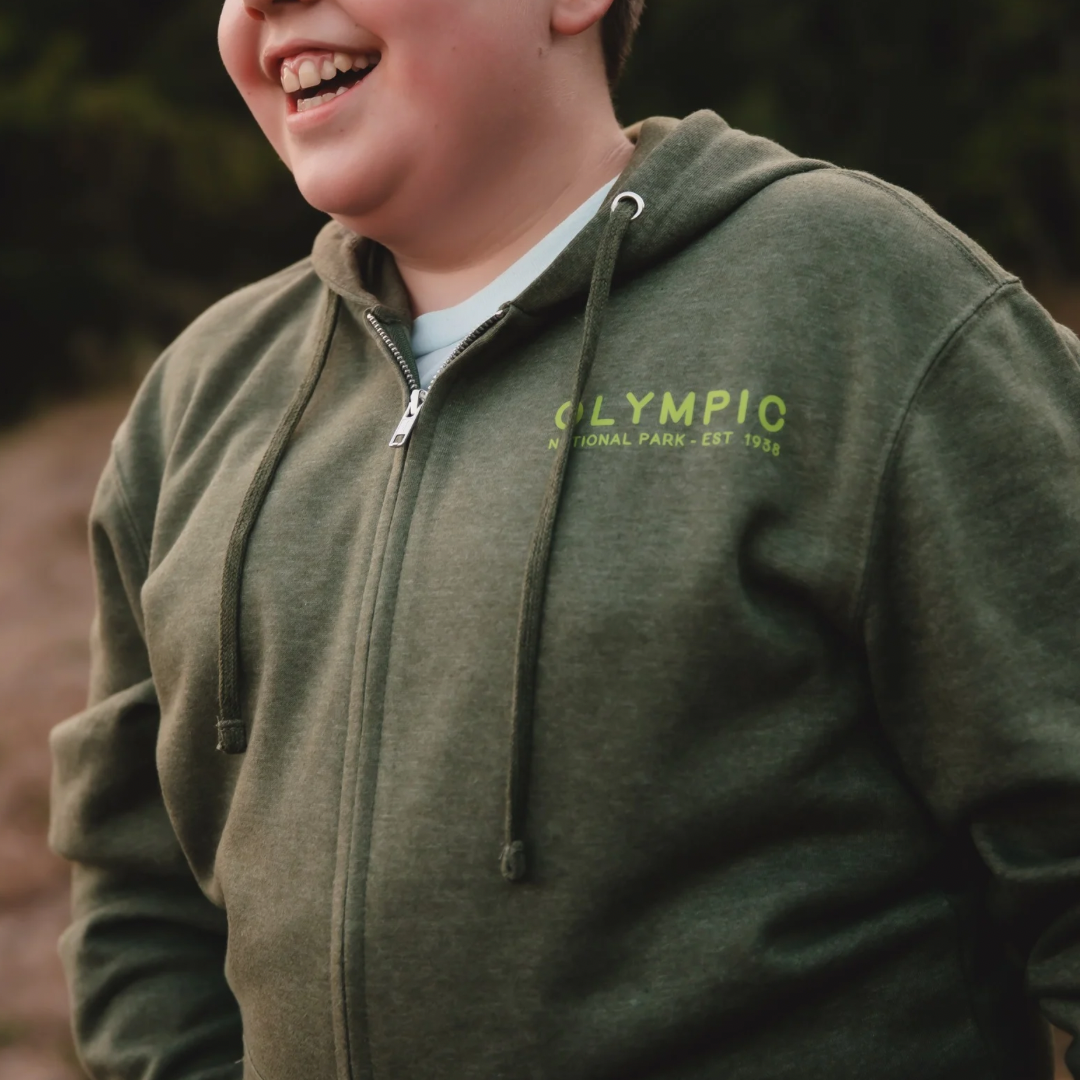 Olympic National Park Zip Up Hoodie in Olive