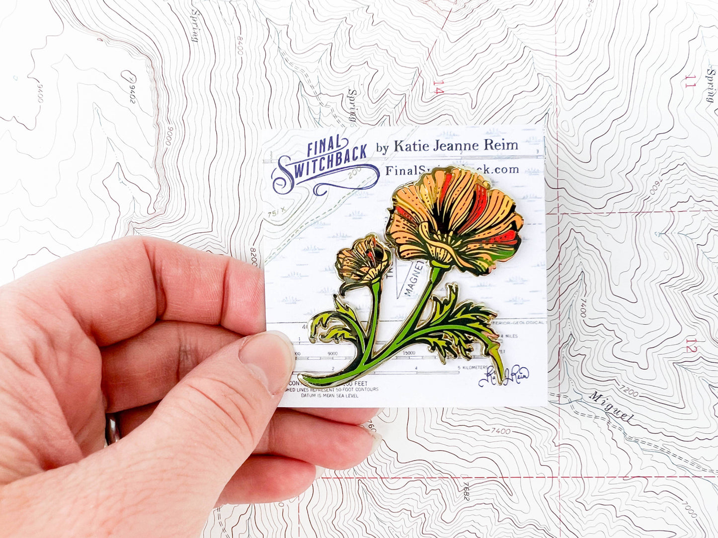California Poppy Wildflower Enamel Pin