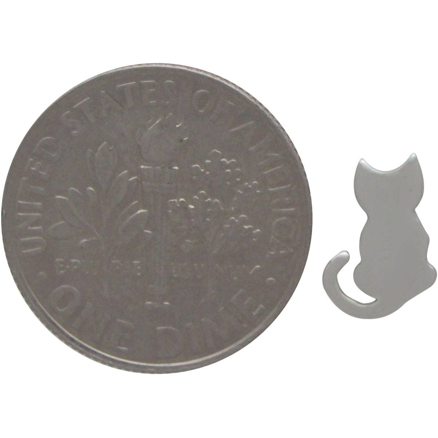 Sterling Silver or Bronze Tiny Cat Stud Earrings 9x6mm