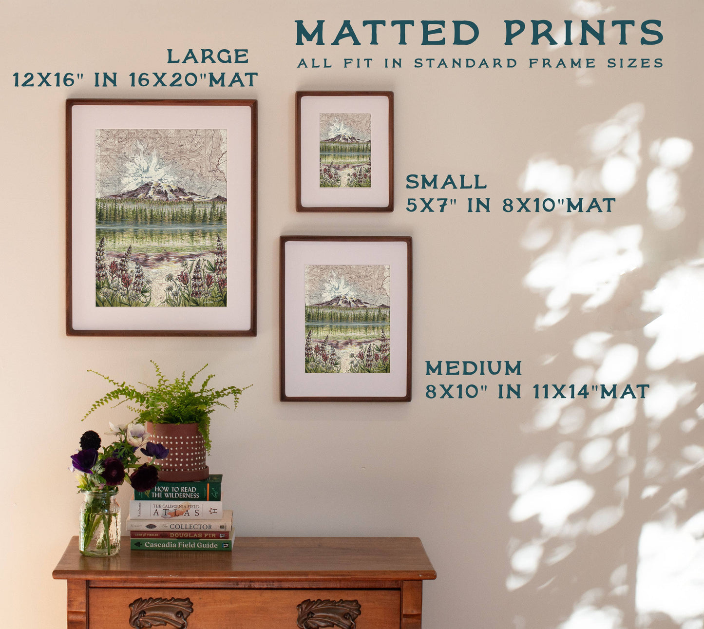 Mt Rainier Reflections, Rainier National Park Matted Print