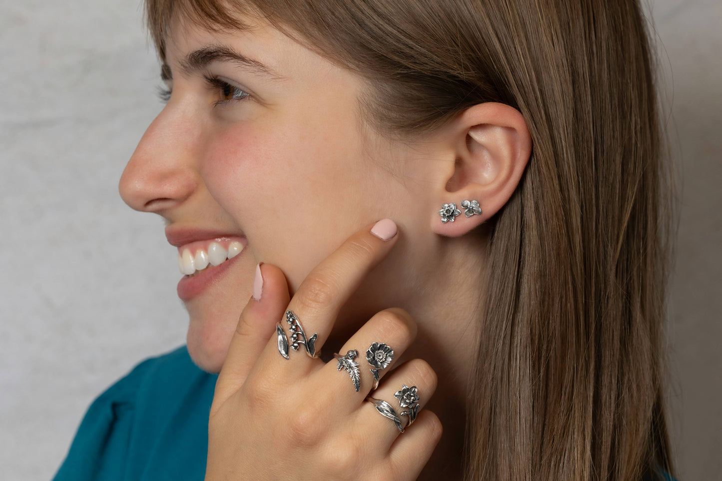 Sterling Silver Adjustable Birth Flower Rings