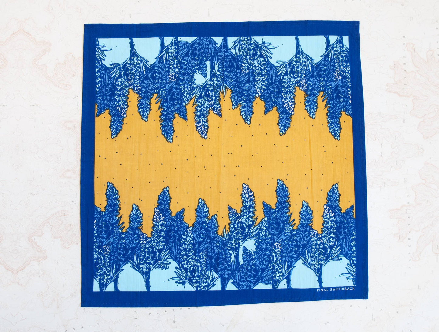 Alpine Lupine Fair Trade Cotton Bandana Blue and Yellow