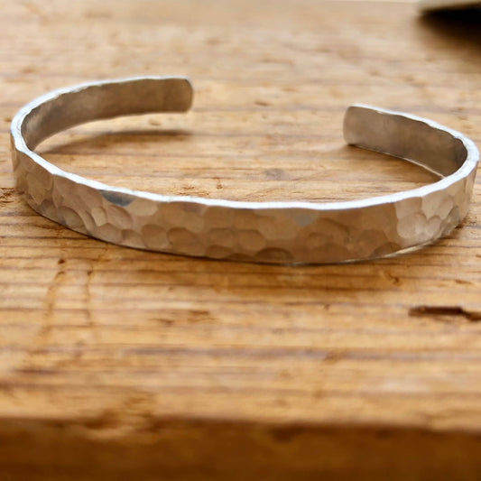 Skinny Silver Hammered Cuff