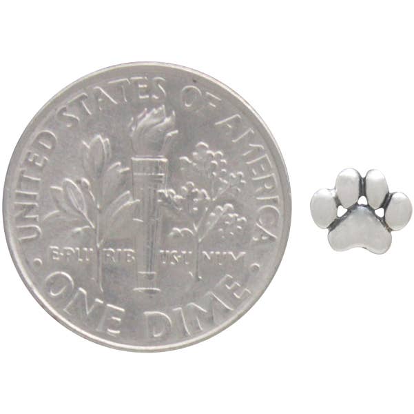 Sterling Silver Tiny Puffed Paw Post Earrings