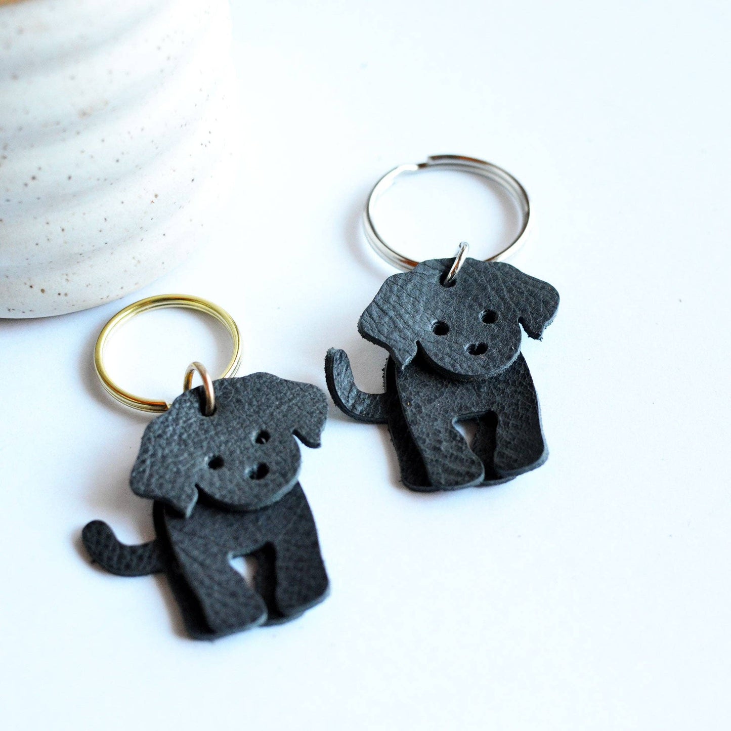 Doodle Dog Leather Key Ring