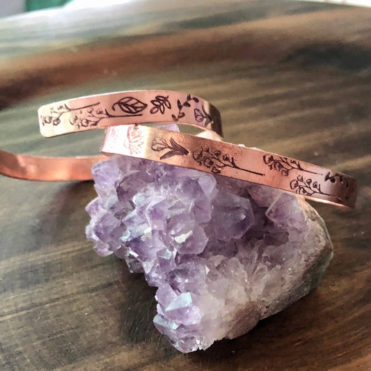 Copper Wildflower Cuff Bracelet