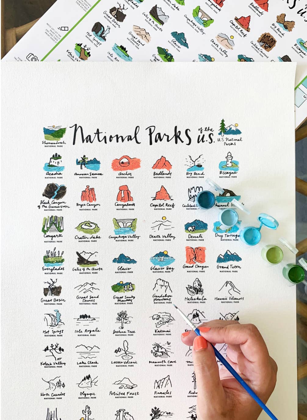 National Parks paint by number kit