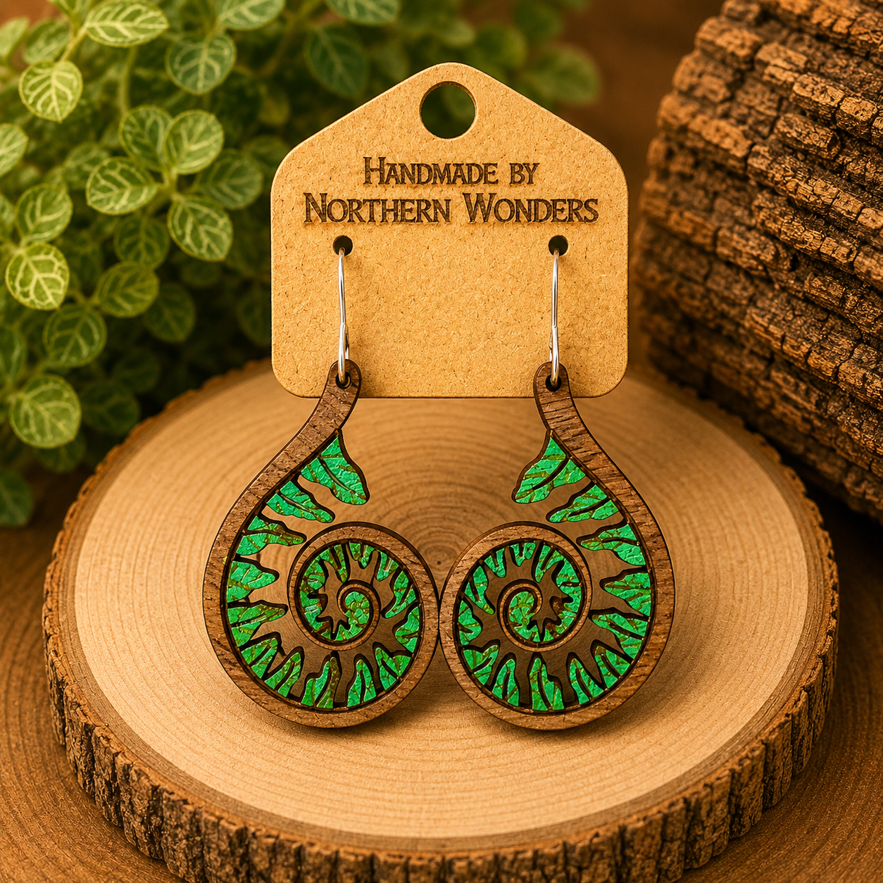 Baby Fern Wood Earring