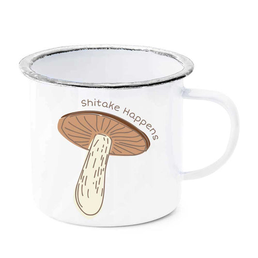 Shitake Happens Mushroom Enamel Mug