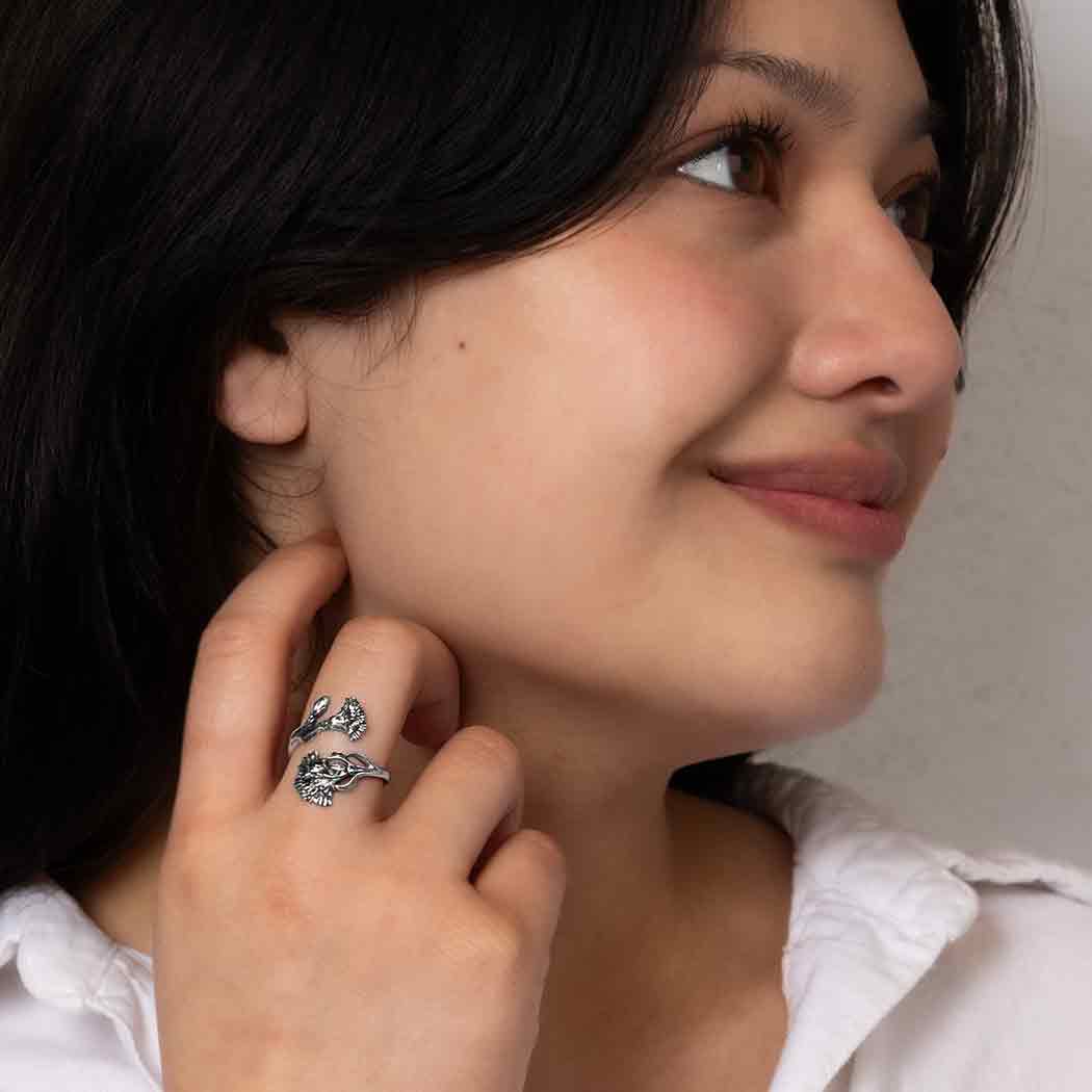 Sterling Silver Adjustable Birth Flower Rings