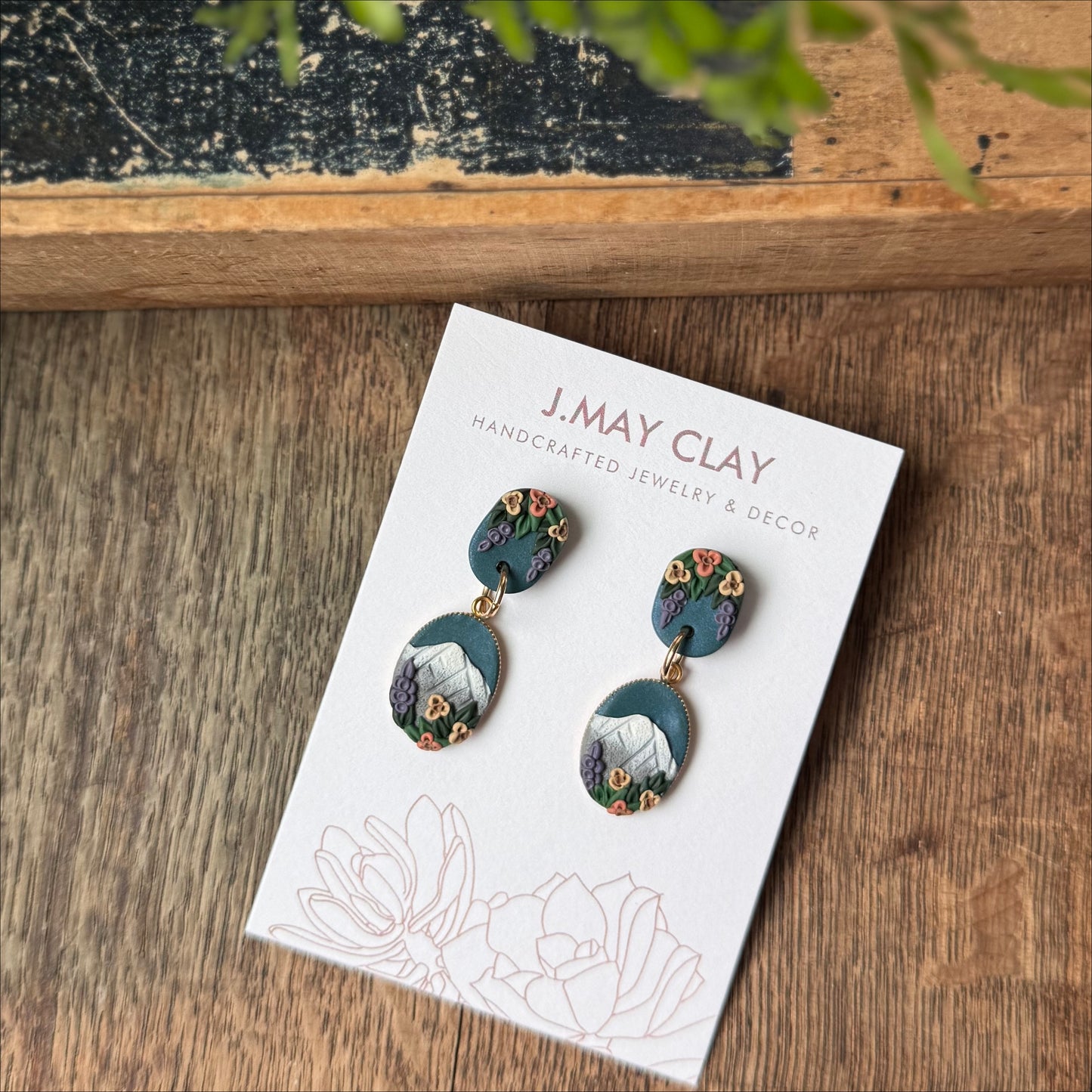 Delicate Mountain Landscape Floral Earrings