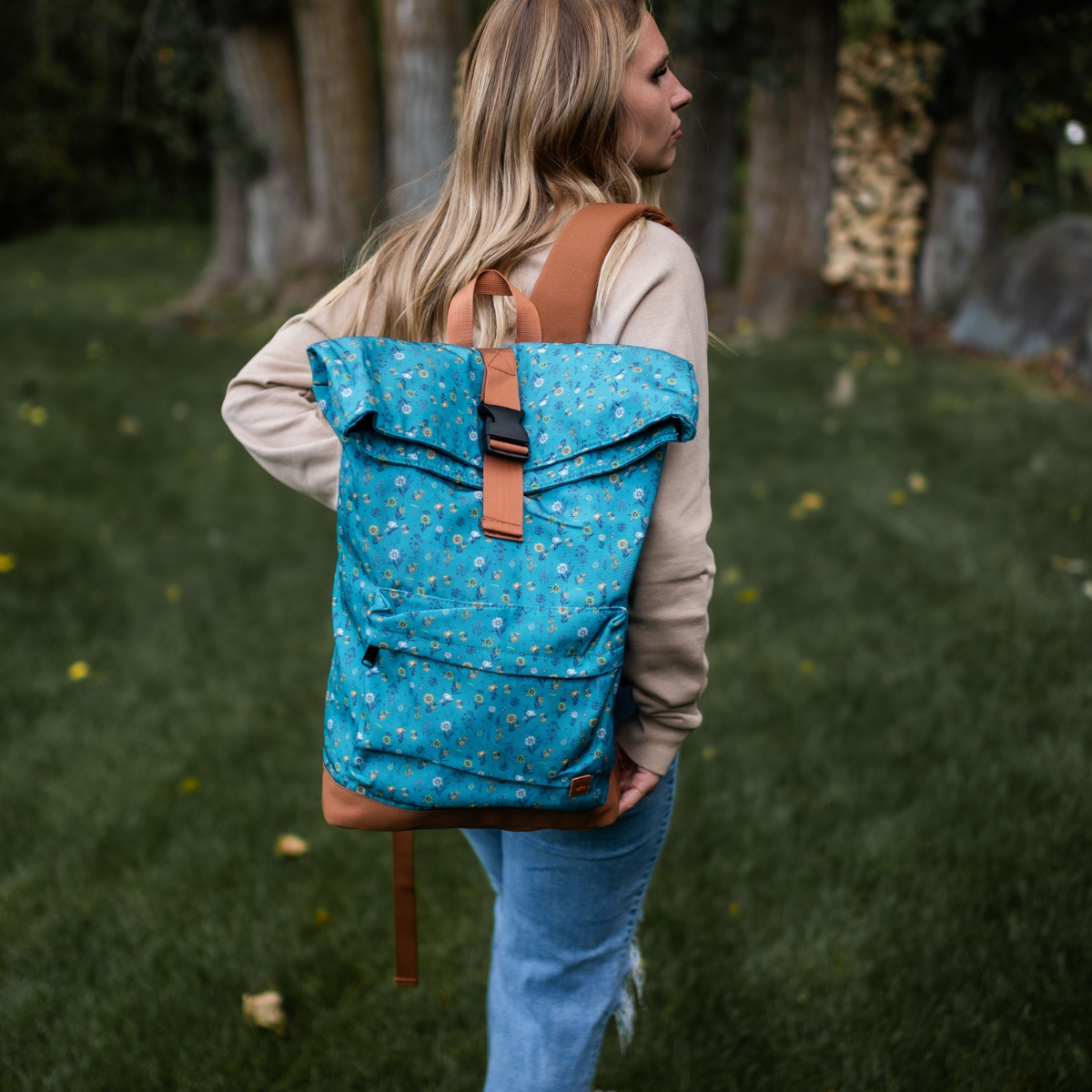 Teal Floral Adventure Backpack