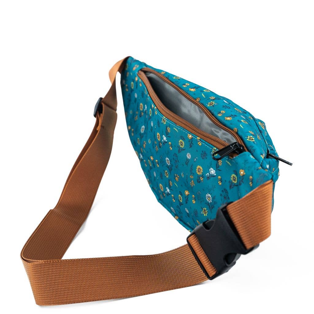 Spring Floral Teal Belt Bag