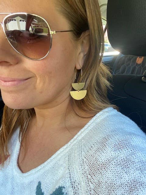 Double Half Moon Brass Earrings