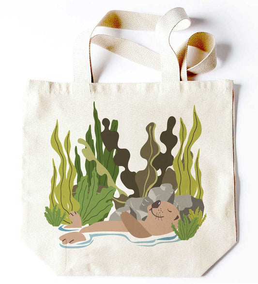 Lazy Otter with Plants Tote