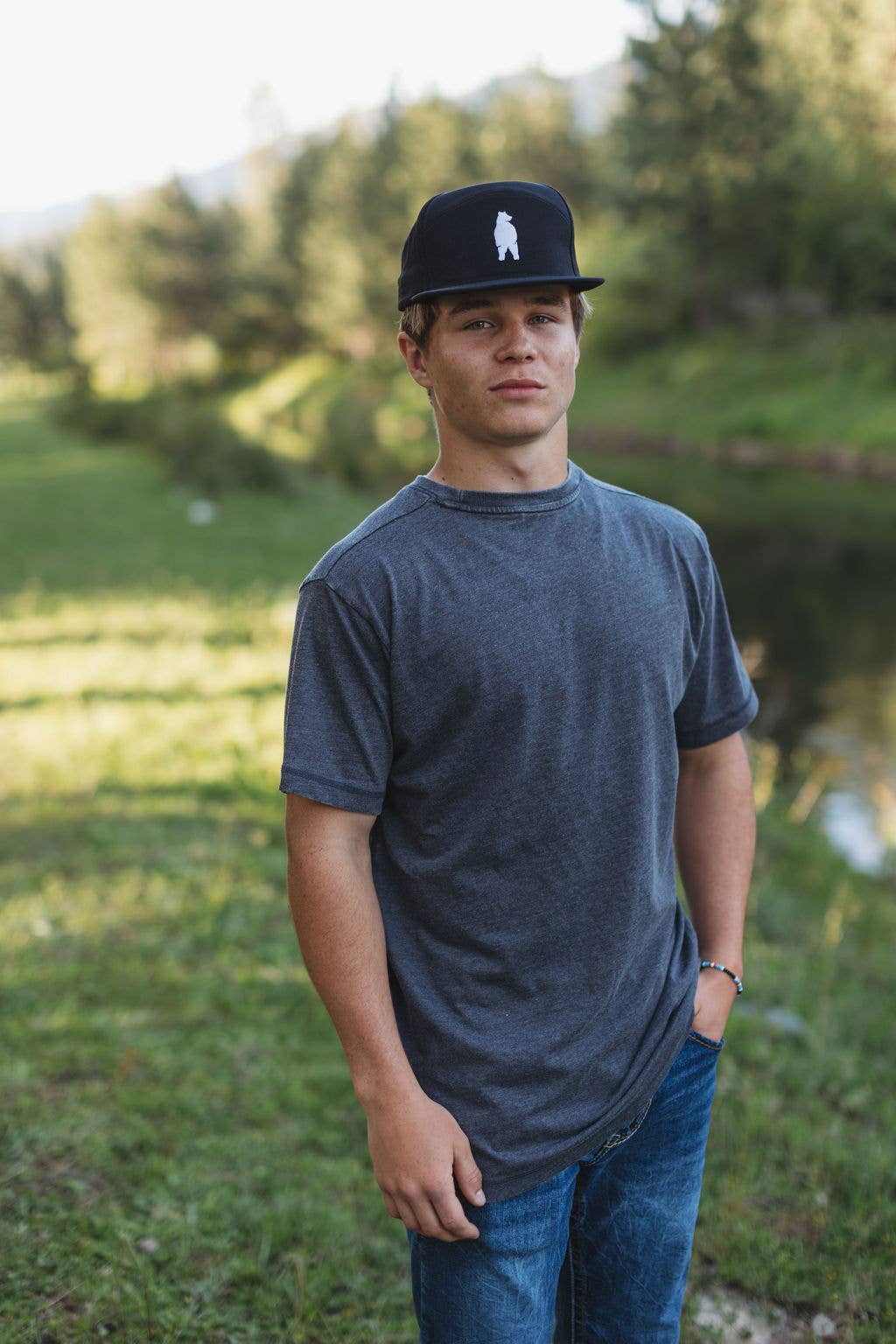 Hey Bear! Poly Camp Hat- Black