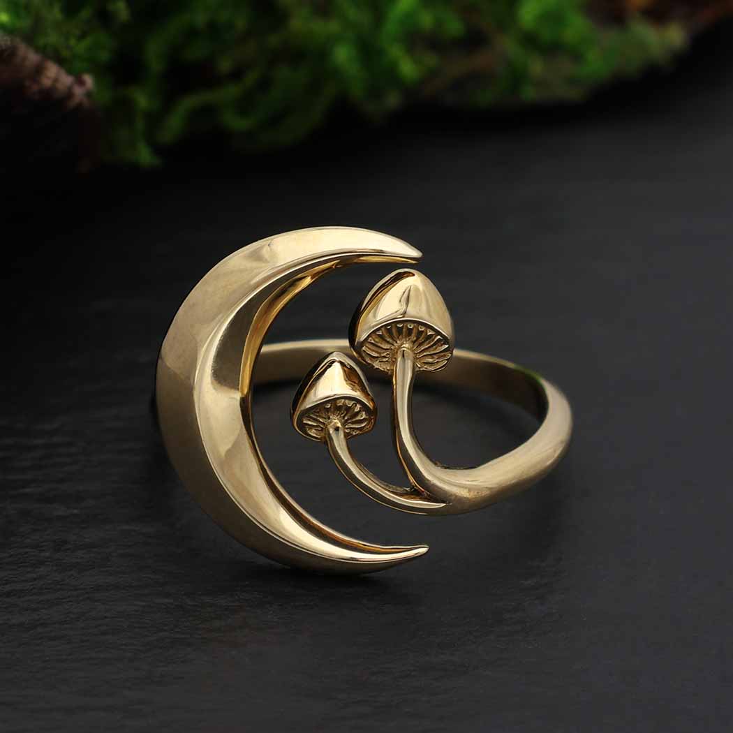 Moon and Mushroom Adjustable Ring